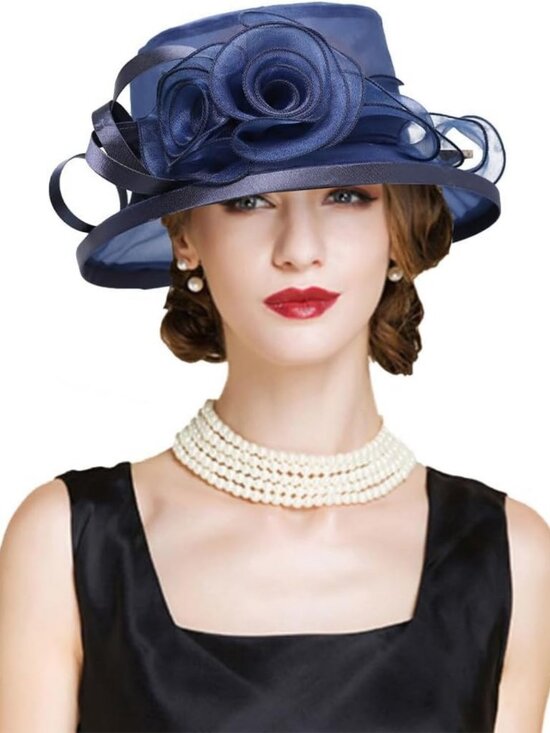 Floral Flat Top Sun Visor Hat for Women | Wedding, Cocktail, Derby Cap main image 6